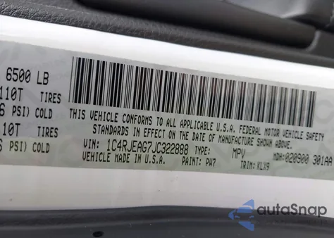 2018 Jeep Grand Cherokee Laredo E 4X2 from USA, damaged, VIN 1C4RJEAG7JC322888